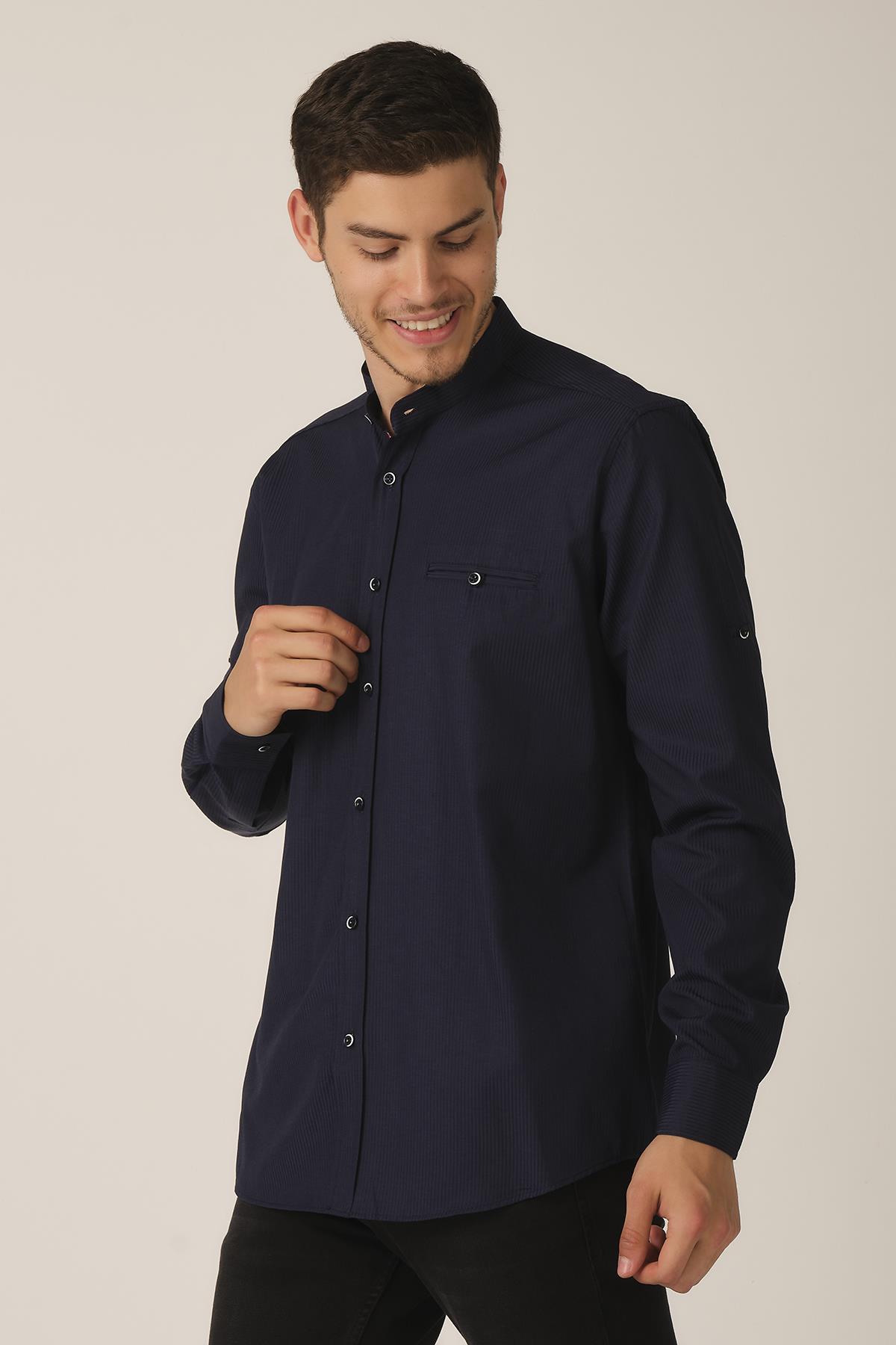 KATLANABİLİR KOL REGULAR FİT GÖMLEK