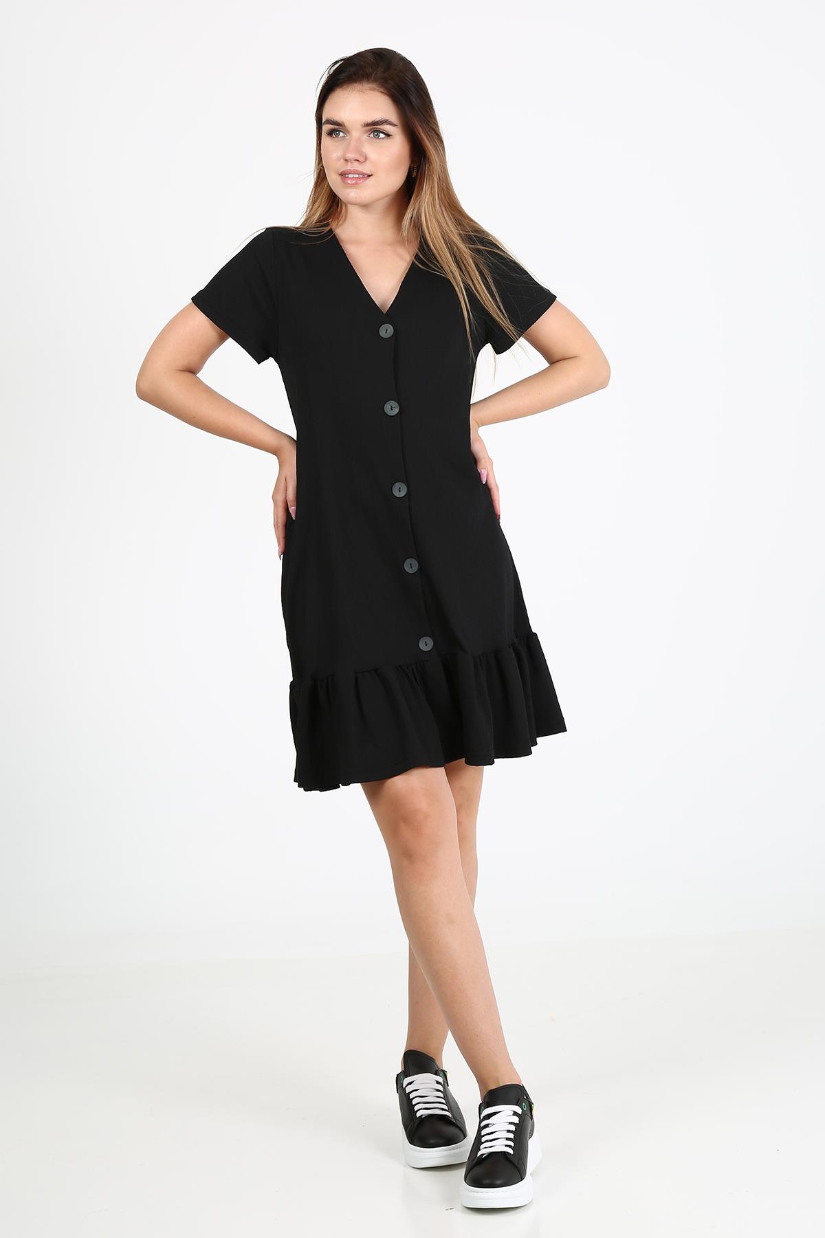 ÖNÜ DÜĞMELİ ELBİSE