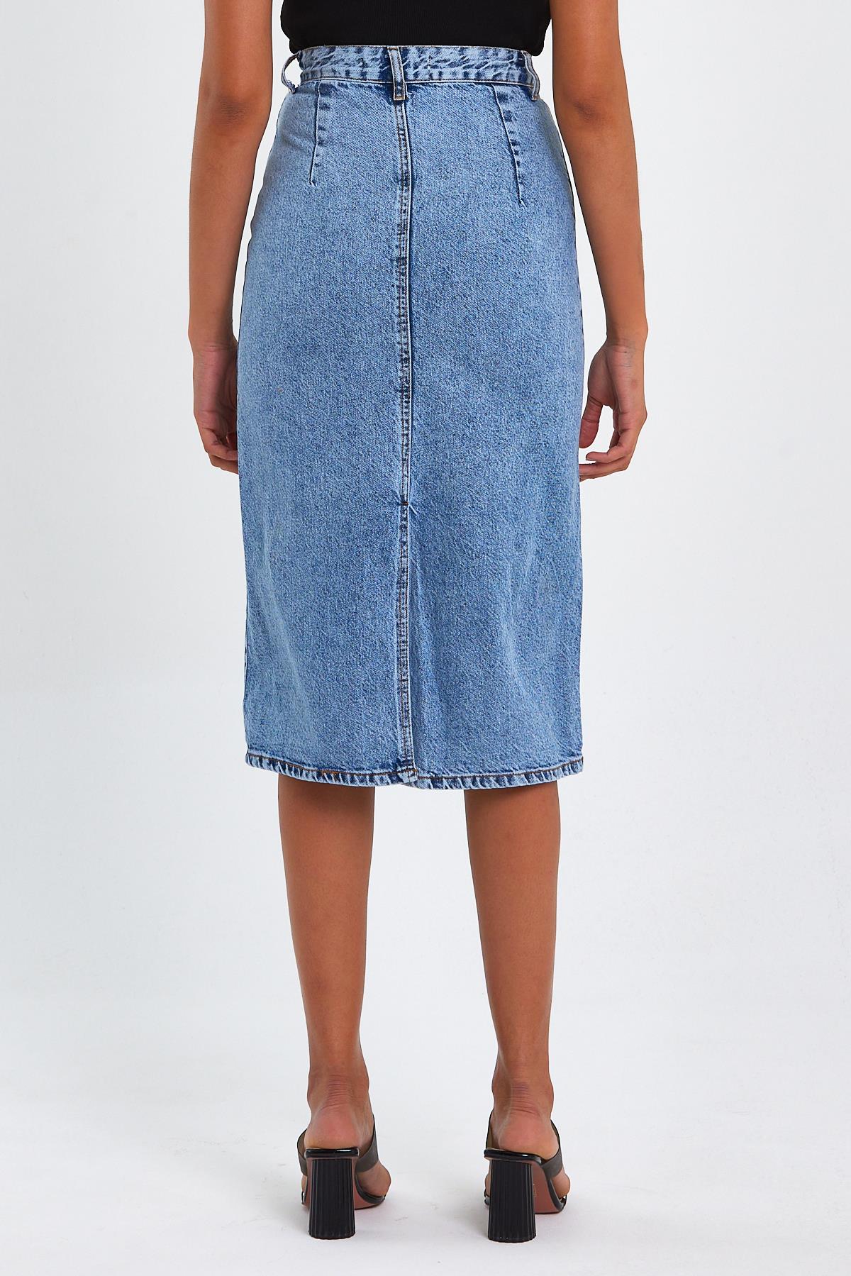 ÖZEL KOLEKSİYON UZUN DENİM ETEK