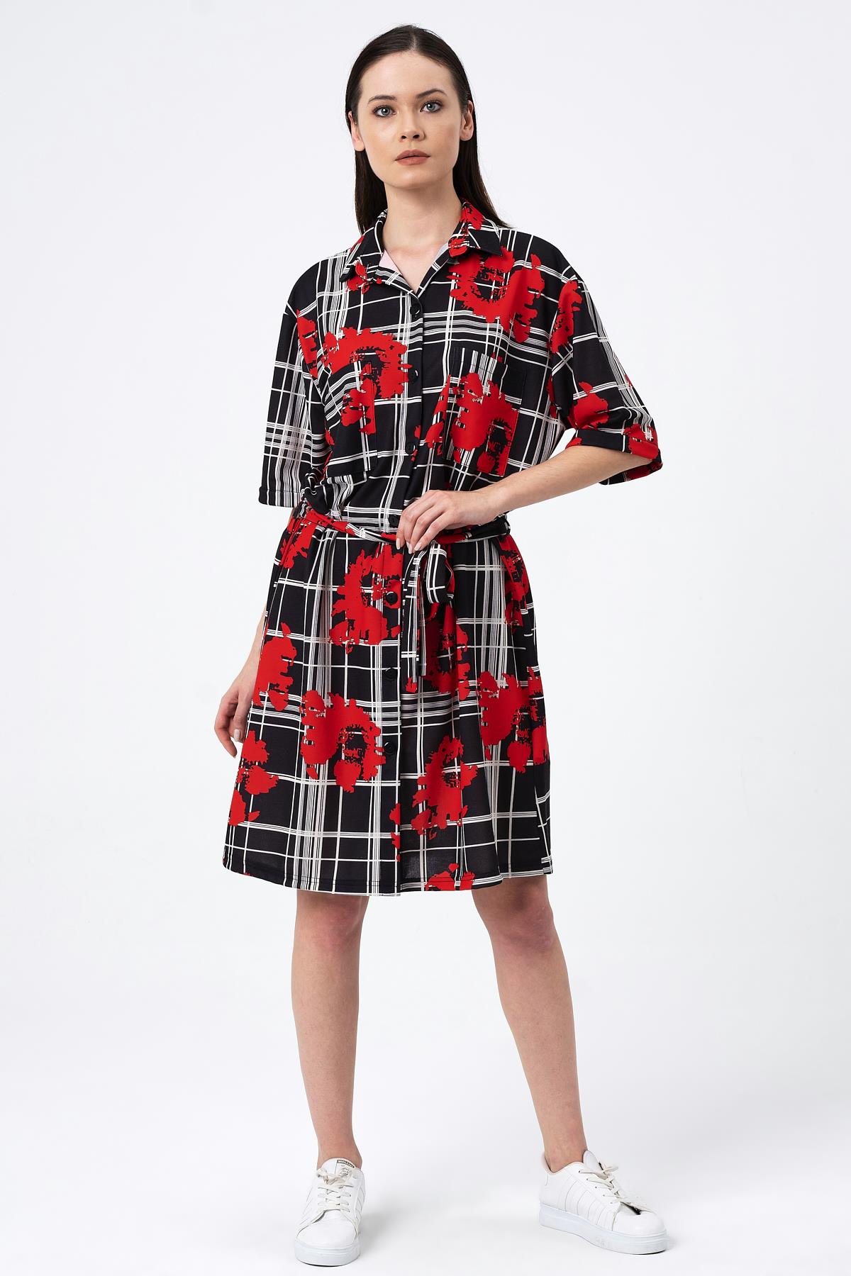 DESENLİ GÖMLEK ELBİSE