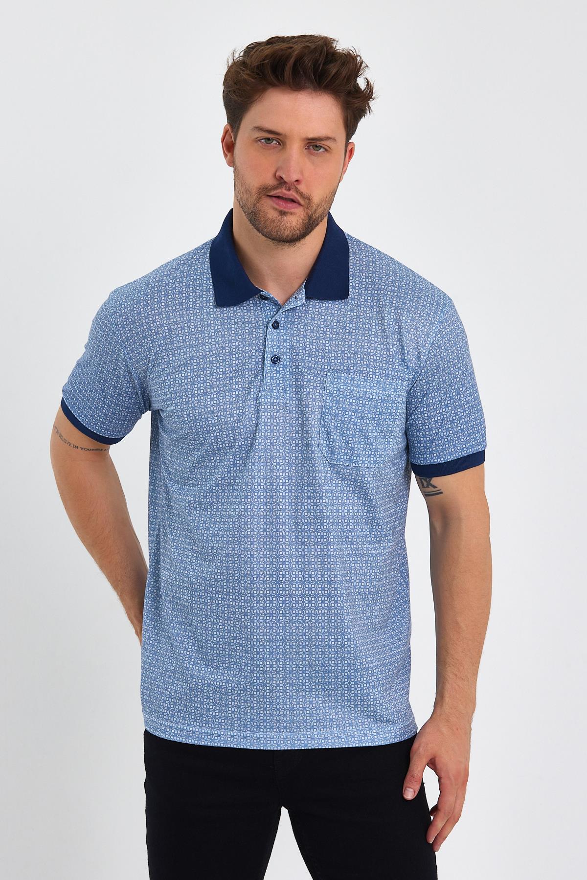 CEPLİ MERSERİZE KUMAŞ POLO YAKA T-SHİRT
