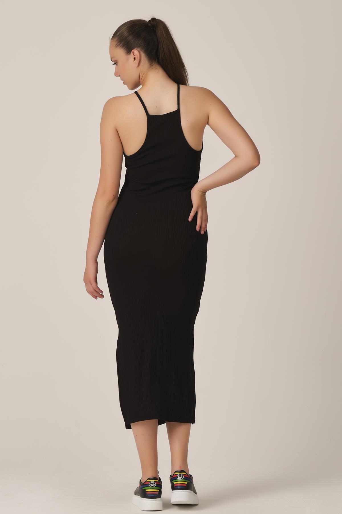 YIRTMAÇLI FİTİLLİ ELBİSE